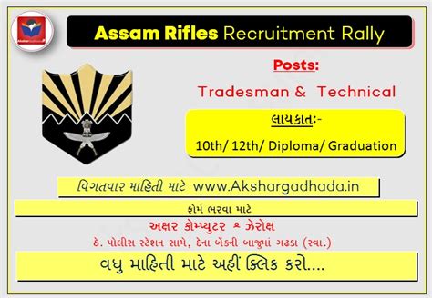 Assam Rifles Recruitment Apply For Technical Tradesman Posts