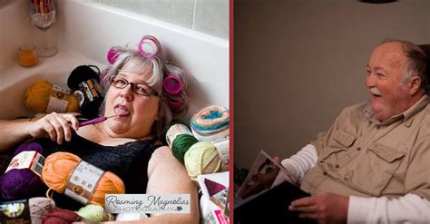 Grandma Poses For Sexy Bathtub Photoshoot Surrounded By Knitting Supplies