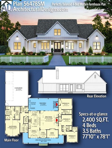 4 Bedroom House Plans Modern Farmhouse House Plan 56478sm Gives You