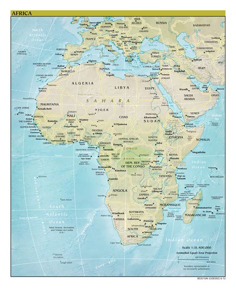 Large Detailed Political Map Of Africa With Relief Major Cities And