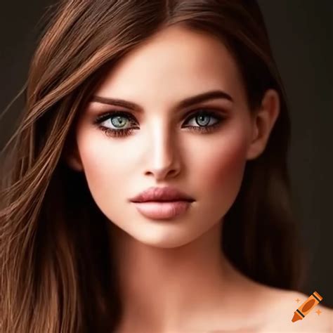 Stunning Model With Green Eyes And Brown Hair