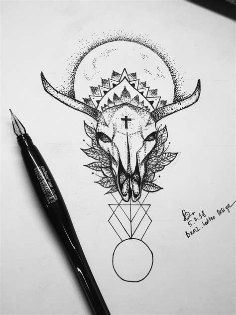 Lines And Dotworks Bull Skull Tattoo Design Bull Skull Tattoos Skull