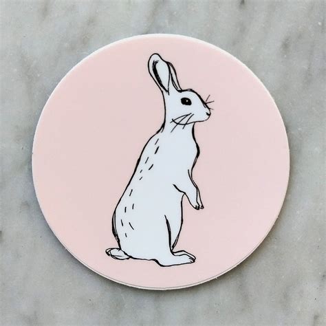 Pink Bunny Rabbit Vinyl Sticker Cute Aesthetic Cool Animal Etsy