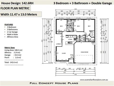 3 Bedroom House Plan 1079 Sq Feet Or 100 M2 Private Bathroom Etsy