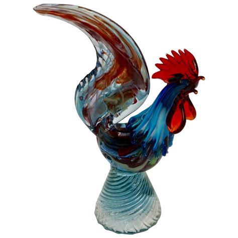 Italian Murano Handblown Glass Rooster Sculpture At 1stdibs Murano