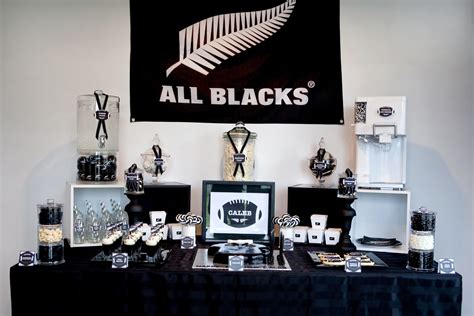 All Blacks Table For The Rugby Fan Rugby Birthday 40th Party Ideas