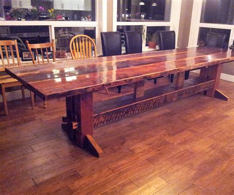 Learn how to make a harvest table with pipe legs as the base in this diy project. Harvest Table | Home decor | Rustic kitchen, Woodworking plans, Kitchen remodel