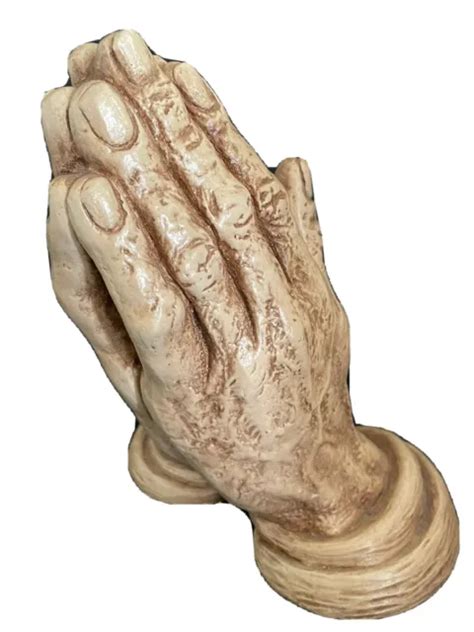 Vintage Life Like Religious Praying Hands Sculpture Statue Chalkware
