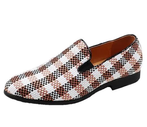 Buy New Vintage Floral Plaid Men Dress Shoes British