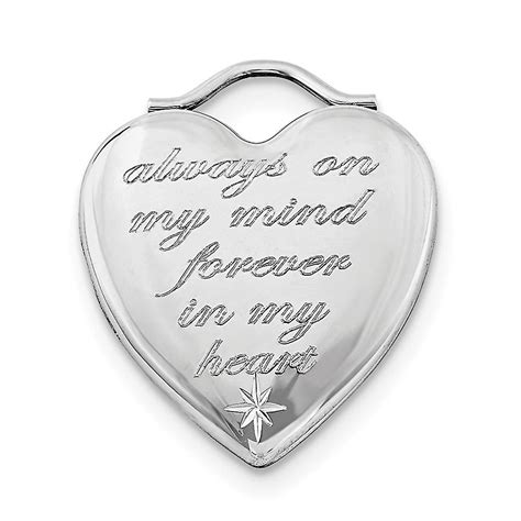 925 Sterling Silver 24mm Always My Mind Forever In My Love Heart Photo