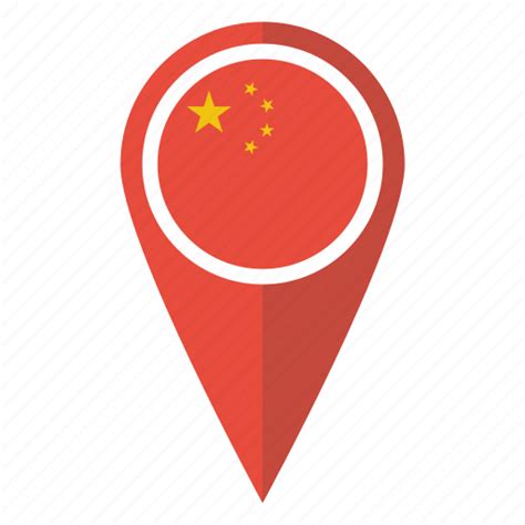 China Chinese Flag Location Map Pin Pointer Icon