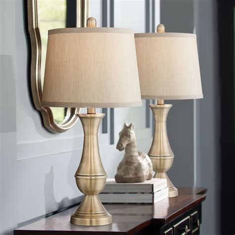 Regency Hill Traditional Table Lamps 2475 High Set Of 2 Antique Brass