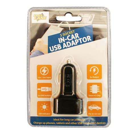 usb in car charger 3 sockets buy online at qd stores