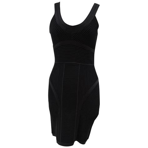 1990s Herve Leger Couture Sexy Black And White Bandage Halter Neck