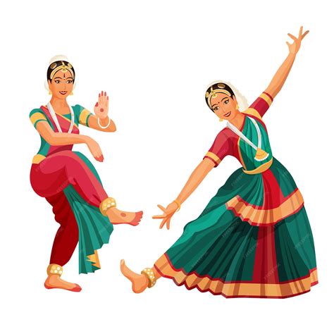 premium vector woman dancer in national indian cloth dancing bharatanatyam folk dance