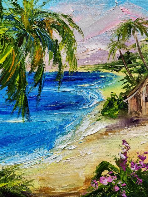 Laguna Beach Painting Impasto Oil Painting Hawaii Beach Etsy