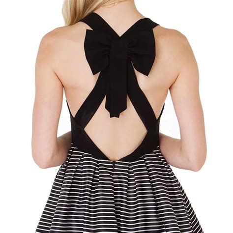 sexy backless dress bow on luulla