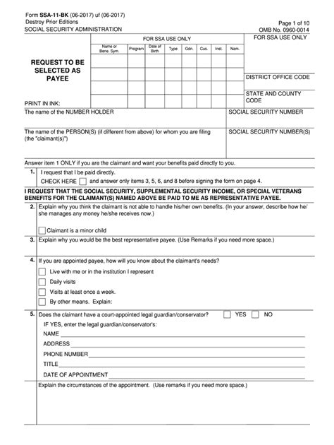Ssa 11 Bk 2017 2022 Fill And Sign Printable Template Online Us