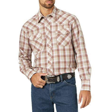 Wrangler Wrangler Mens Long Sleeve Plaid Western Shirt