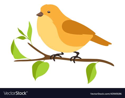 Stylized Bird Sitting On Branch Royalty Free Vector Image