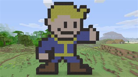 Minecraft Tutorials Fallout 4 Vault Boy Pixel Art Youtube