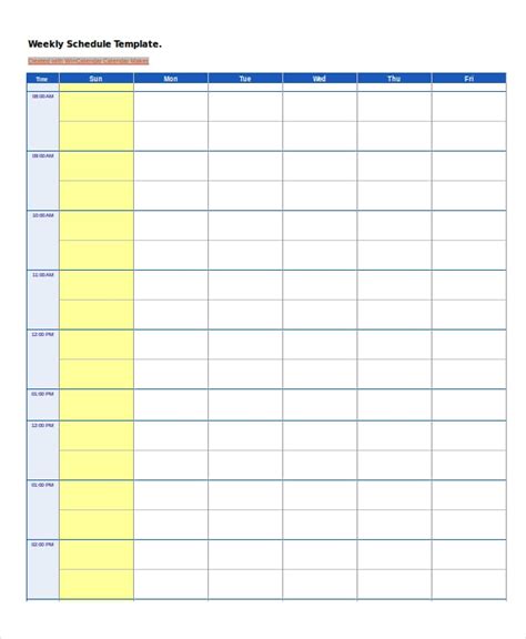 Blank Printable Weekly Schedule Template Printable Free Templates