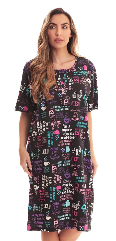 Just Love Short Sleeve Nightgown Sleep Dress For Women 1x Black Give Me Coffee