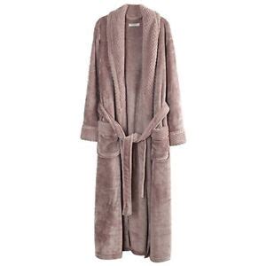 Women S Nude Fleece Bathrobe Medium Plush Soft Warm Luxury Spa Robe Comfy M Ebay
