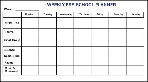 Weekly Planner For Preschool Best Letter Template