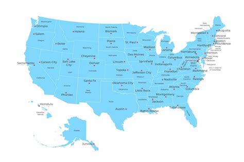 Carte Des états Unis Damérique Avec Les états Et Les Capitales