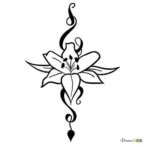 How to draw a flower (step by step image guides). How to Draw Orchid Design, Tattoo Flowers