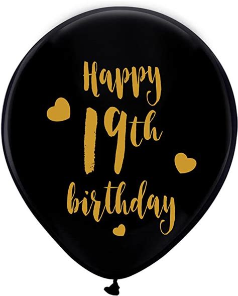 Black 19th Birthday Latex Balloons 12inch 16pcs Girl Boy