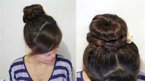 To make a donut bun with a tube sock, first cut off the toe and roll the top edge down into a donut shape. Braided Donut Hair Bun Updo Hairstyle for Medium Long Hair ...