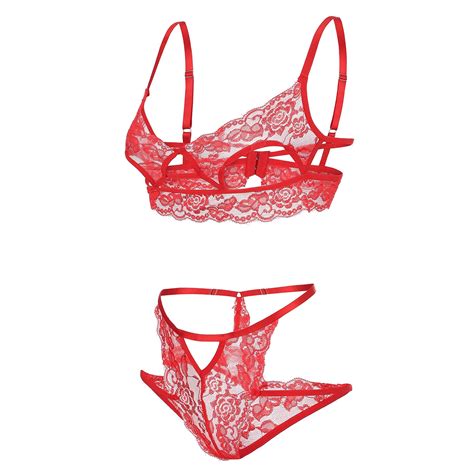 Women Sexy Lingerie Set Red Lace Underwire Bra Thong Suit Ladies Temptation Underwear Sets Ropa