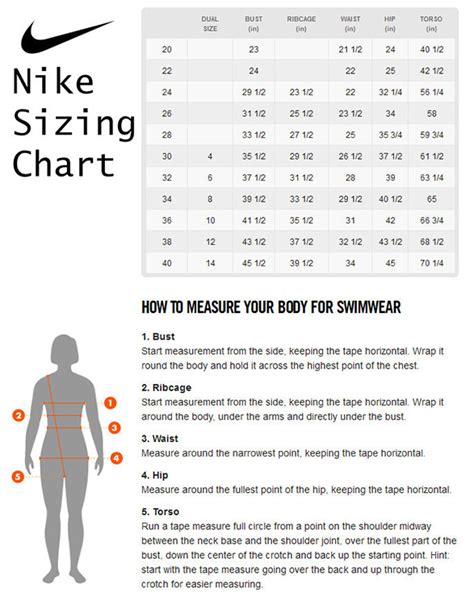 Swim Suit Sizing Chart
