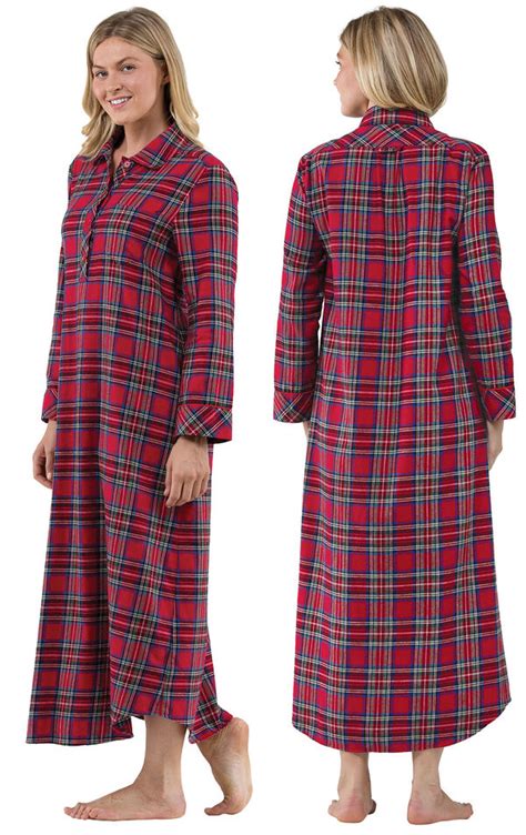 Stewart Plaid Flannel Nighty In Womens Nighties And Gowns Pajamas For
