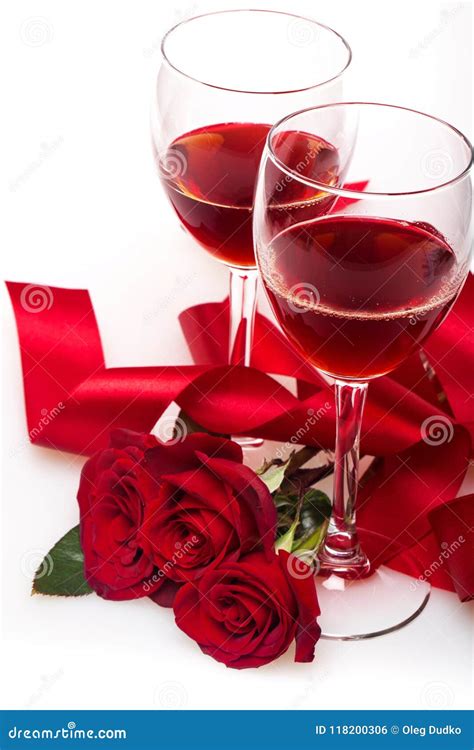 Red Wine And Roses Stock Photo Image Of Frame Love 118200306
