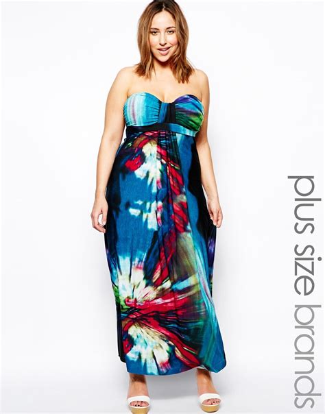 Ax Paris Plus Size Tropical Print Maxi Dress In Blue Multi Lyst