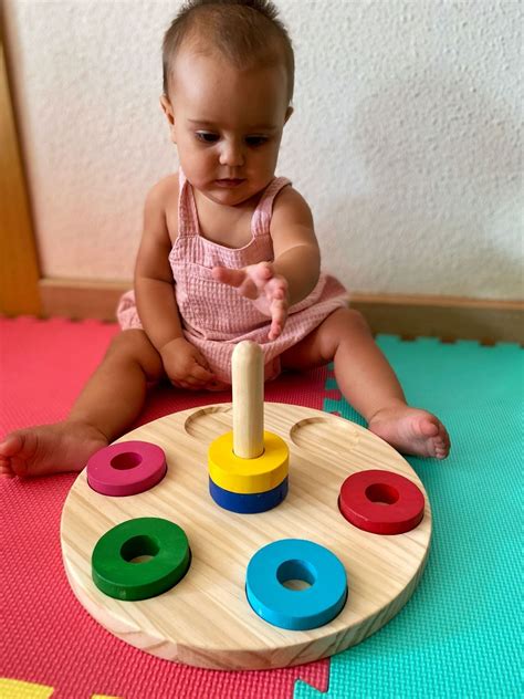 Juguete De Madera Montessori Rosco Encajables De Colores Motricidad
