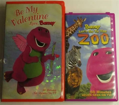 Lot Of 2 Barney Vhs Tapes Be My Valentine Love Barney And Lets Go To
