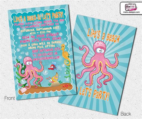 Under The Sea Invitations, Sea Animals Invitations, Party Invitations