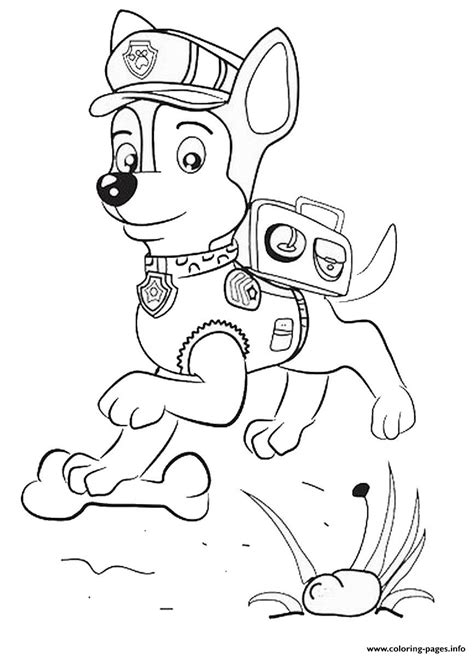 Chase Paw Patrol Coloring Pages Printable Paw Patrol Chase Coloring