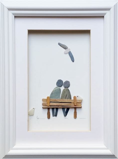 Pebble Art Couple, Pebble Picture, couple on Bench, Personalised ...