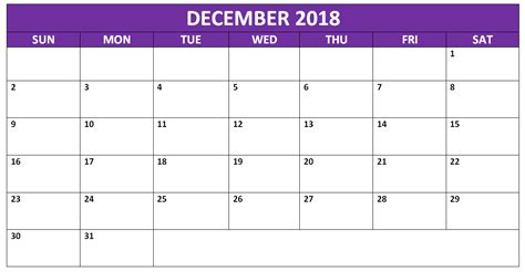 Word December 2018 Calendar Printable Calendar Printables Calendar