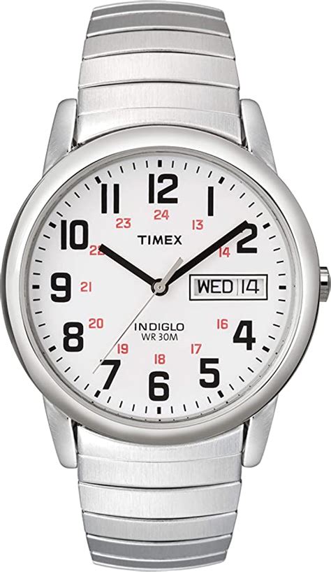 Timex Mens T204619j Easy Reader Silver Tone Stainless Steel Expansion