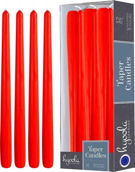 Hyoola 12 Pack Tall Red Taper Candles 10 Inch Red