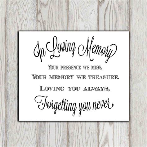 In Loving Memory Of Print Memorial Table Wedding Memorial Sign Etsy