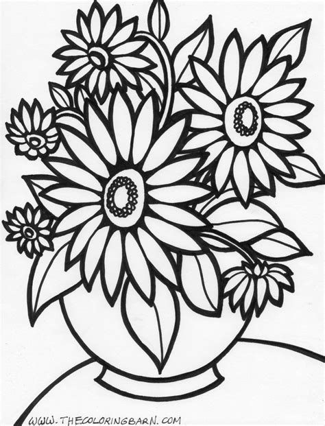 Large Flower Coloring Page At Free Printable