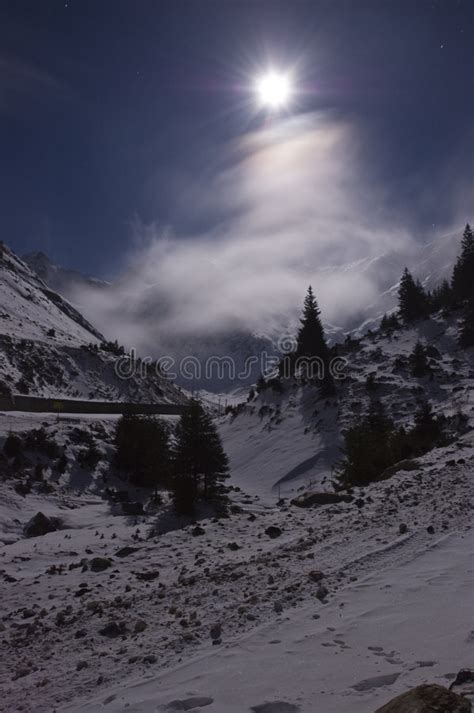 Full Moon Over The Mountains Stock Image Image Of Nature Road 7477583