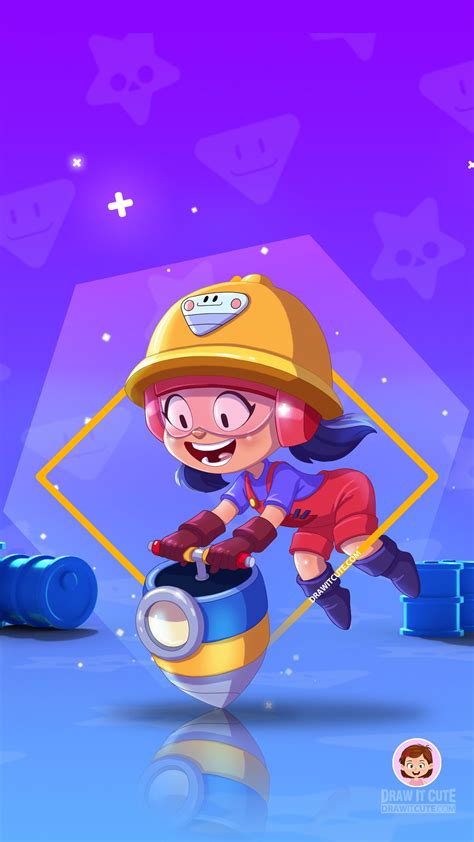 Jacky works her jackhammer to shake up the ground and nearby enemies. How to draw Jacky | Brawl Stars - Draw it cute, 2020 ...